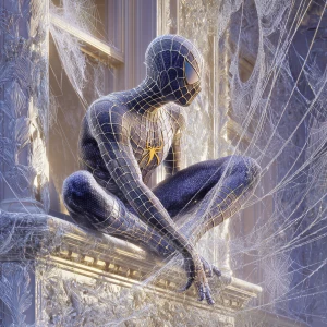 Masterpiece digital painting. Spider-Man intricately sculpted fr...