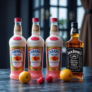 Coloque en la imagen esas botellas de cabaret helado con sabor a...