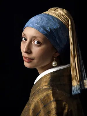 Girl with a pearl earring in modern lighting