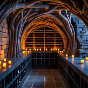 Root-Vaulted Wine Library

A cool, subterranean chamber where tw...