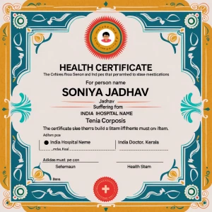 build a health certificate for person names soniya jadhav suffer...