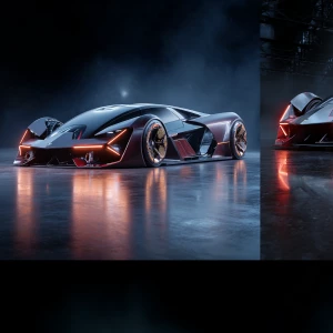 futuristic hypercar, full body shot of a single car, sharp angul...