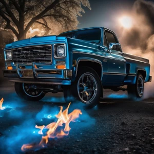 A classic chrome candy cyan blue   1983 C10 truck short whell ba...