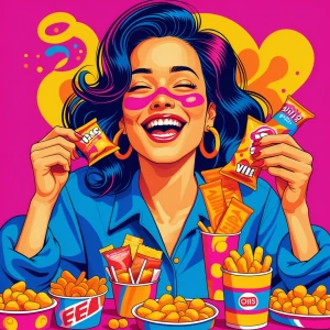 Create a vibrant 2D drawing in the style of the 2020s featuring...