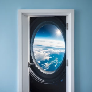 Image of a child’s light blue bedroom wall with a white, modern...