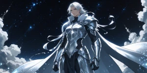 In a stunning portrayal, a meteorite mariner stands tall, radiat...