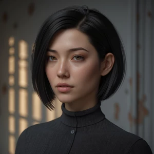 Woman with black short hair