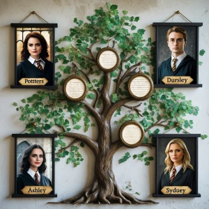 create image of harry potter family tree but add his aunt aliane...