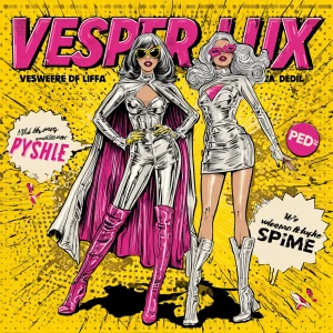 Retro pop-art comic book cover, bold yellow halftone burst backg...