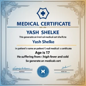 Generate an Real Medical Certificate In which the Patient's Name...