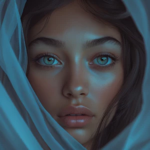 Generate an image of a captivating model embodying a fusion of B...