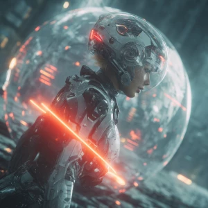 rain-slick pavement lies a mysterious spherical device, spinning...