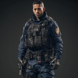Elite 90s tactical police operative inspired by classic survival...