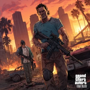 Create a highly detailed and gritty digital painting of a tough-...