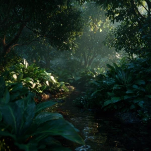 Generate a detailed and realistic image of a dark green early mo...