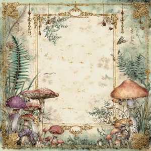 Print-ready junk journal page, A4 portrait full-bleed, 300 DPI....