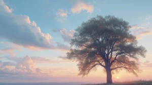 The tranquil sky, with clouds lazily drifting across the horizon...