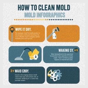 Create a 16:9 infographic of a Mold infested carpet. It should b...