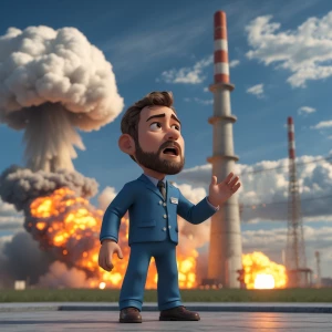 Quero uma imagem de um personagem mais em 3D falando sobre uma e...