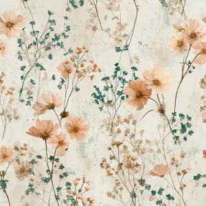 printable background paper, soft bohemian summer floral pattern...