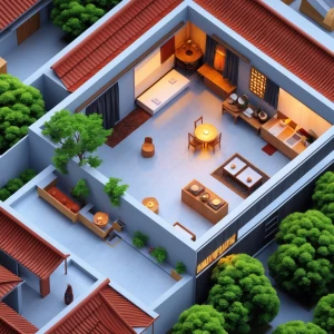 지상 1층 (약 250평 / 825㎡): 개방형 커뮤니티 & 상업 공간
로비...