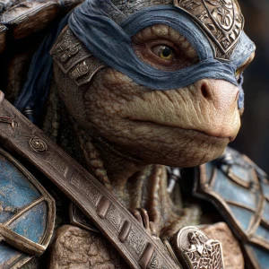 Ninja turtle, Leonardo, 8K 3D hyper-realistic hyper-detailed mic...