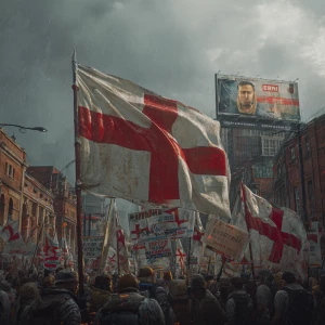 A hyper-realistic 4K digital illustration of a tense street scen...