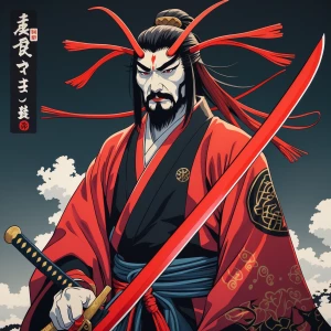 A Tengu with a Red Sword