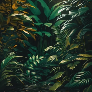 Generate a realistic depiction of a dark green scene featuring a...