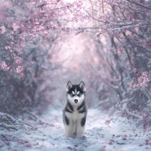 Use the snow-blossom forest path scene as the environment: tunne...