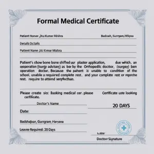 Generate a formal medical certificate.

Patient Name: Jitu Kum...