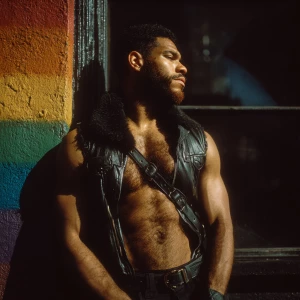 This is an outdoor photograph featuring a ginger muscular, adult...