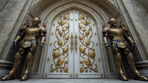 Extreme low angle view of giant luxurious dream like white castl...