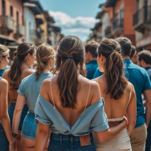 Women from the back whit men