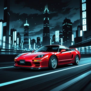 Generate a realistic image of a red 1999 Honda NSX, a Japanese s...