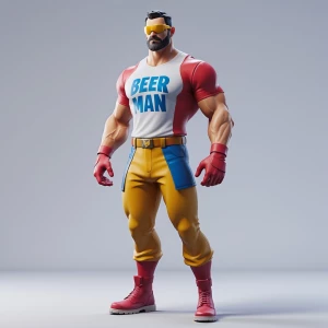 "Crear una skin de Fortnite. Un hombre musculoso con una camiset...