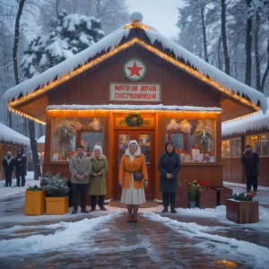 Создай новогоднюю открытку в винтажной эстетике по данной фотогр...