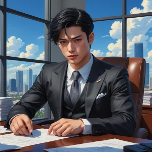 Create a hyper-realistic digital illustration of a a handsome Ja...
