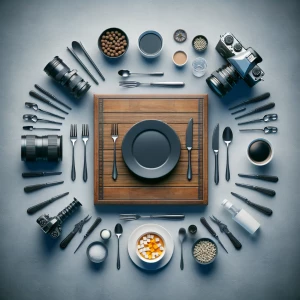 make a ads picture with this table cinematic with gray backgroun...