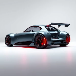Generate an image of a futuristic muscle car inspired by a 1966...
