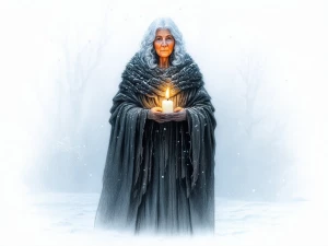 A detailed and expressive color pencil sketch of an older Winter...