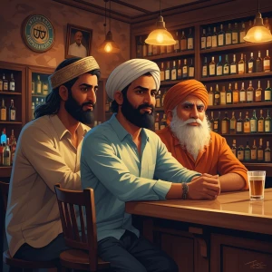 a jew a muslim and an indian in a bar