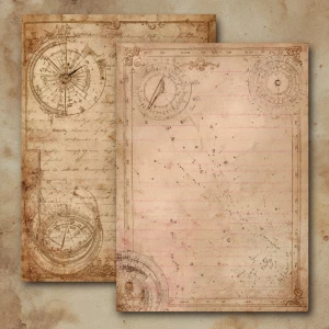 Print-ready vintage ephemera sheet with 6 coordinated shabby-chi...