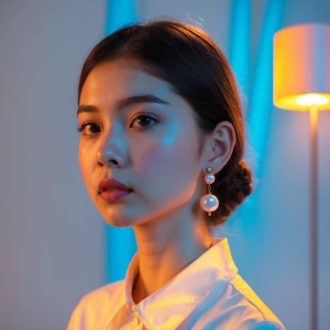 Girl with a pearl earring in modern lighting