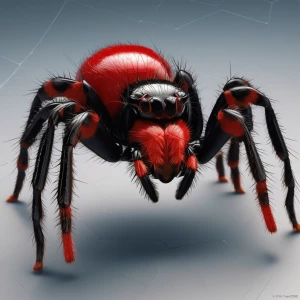 a arACNOLOGIST THAT IS BING STlked by coin size red and black 8...