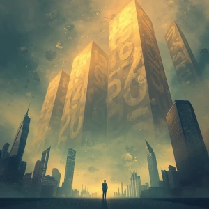 Lucid dream style illustration showing historic wealth dwarfing...