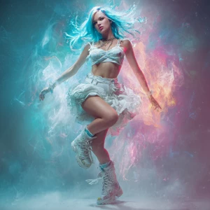 electronic music album cover with a girl dancing