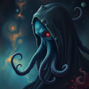 A tentacled Lovecraftian nebula navigator gazes solemnly into th...