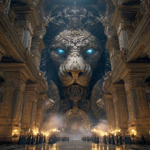 Create an epic 4K Ultra HD hyper-cinematic fantasy scene inside...