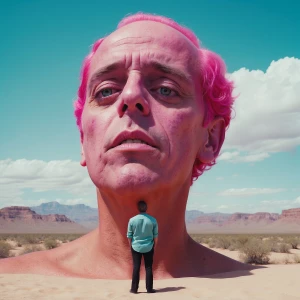 cuerpo entero ella es bajita, un hombre muy gordo y alto la mira